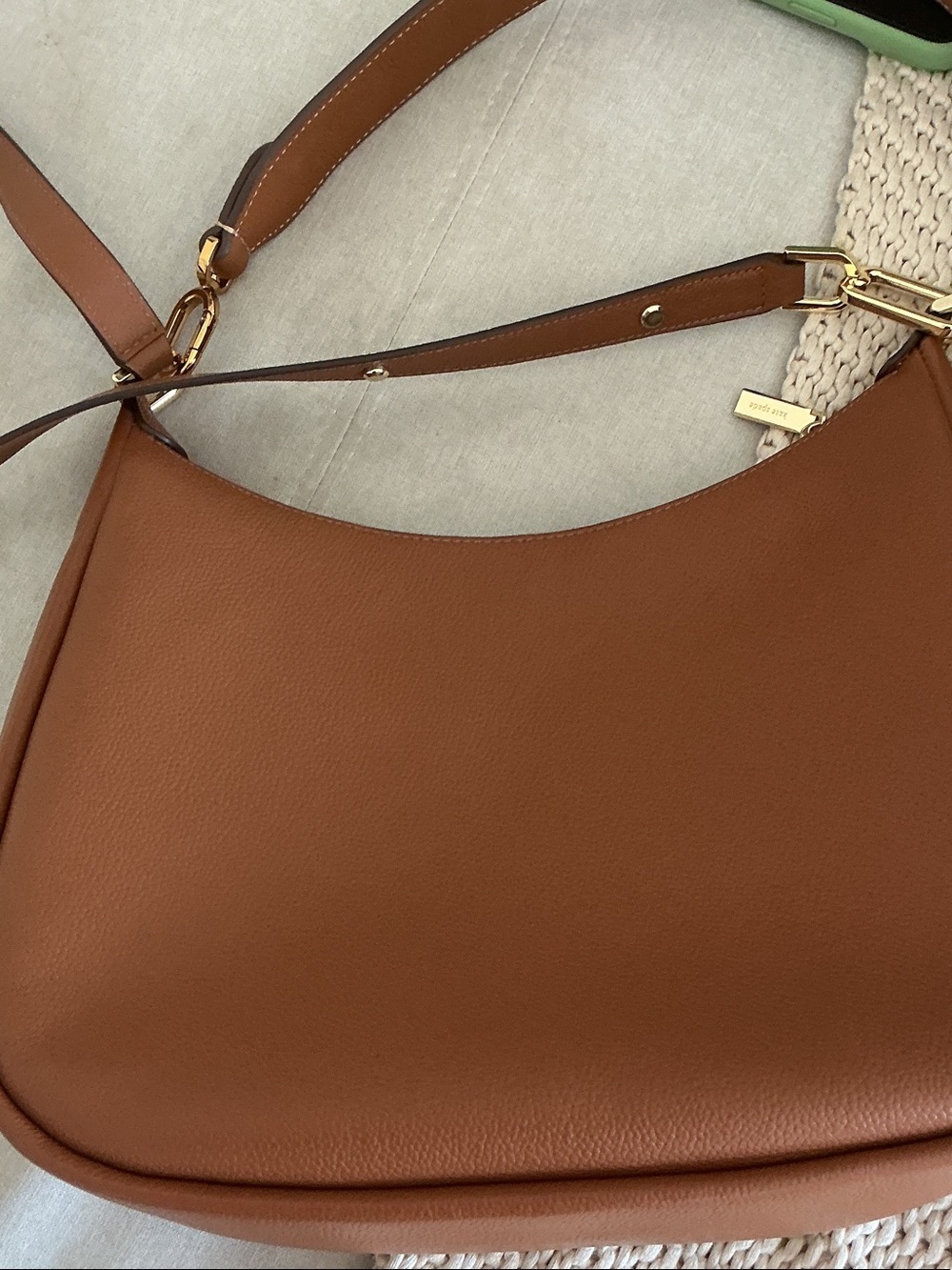 kate spade Chestnut Brown Pebbled Leather Shoulder Bag with Gold Hardware - Picture 5 of 7